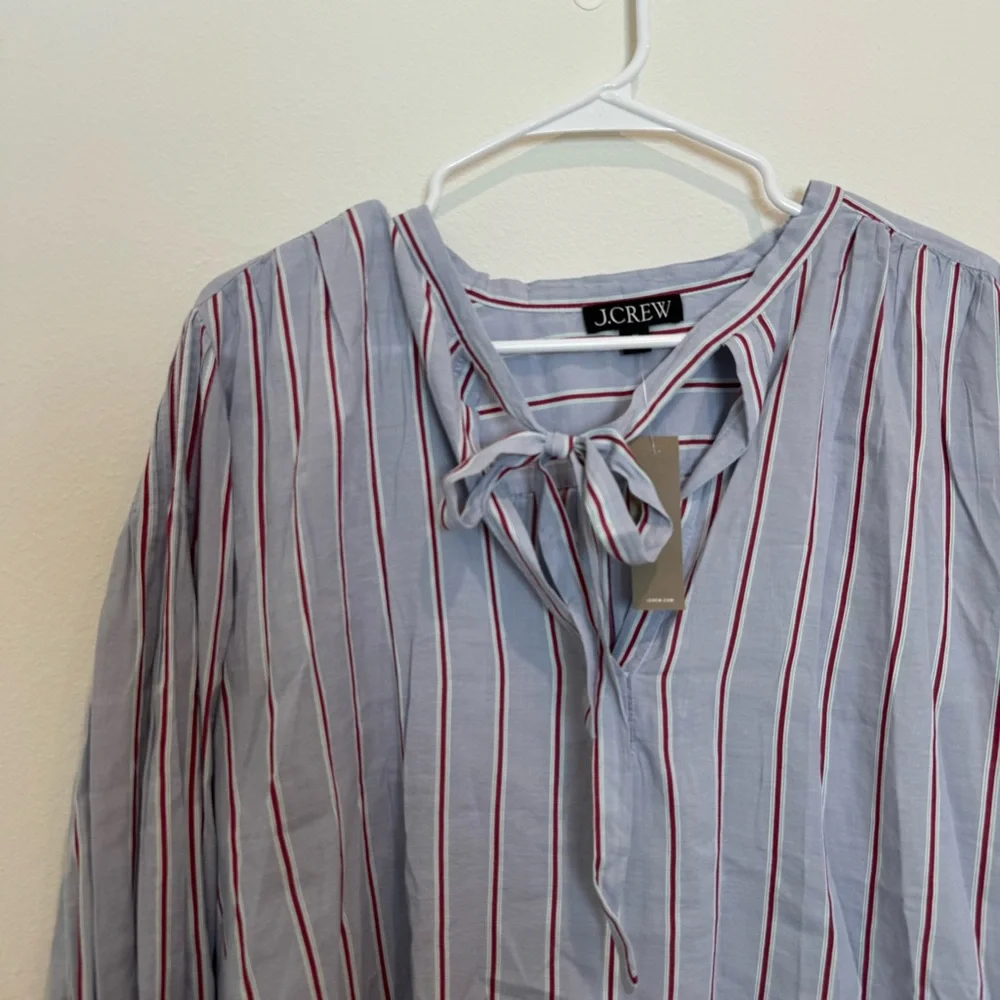NWT J.Crew Blue Blouse with Red and White Stripes - Picture 3 of 5